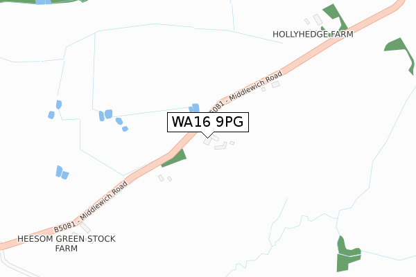 WA16 9PG map - large scale - OS Open Zoomstack (Ordnance Survey)