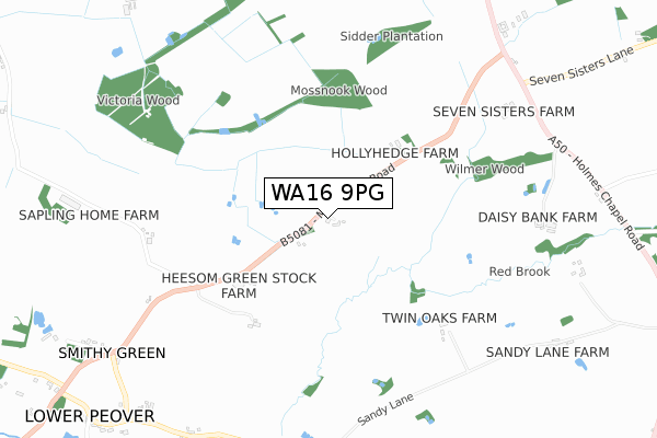 WA16 9PG map - small scale - OS Open Zoomstack (Ordnance Survey)