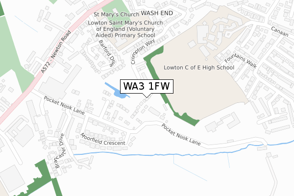 WA3 1FW map - large scale - OS Open Zoomstack (Ordnance Survey)