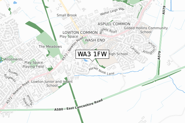 WA3 1FW map - small scale - OS Open Zoomstack (Ordnance Survey)