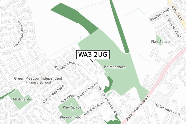 WA3 2UG map - large scale - OS Open Zoomstack (Ordnance Survey)