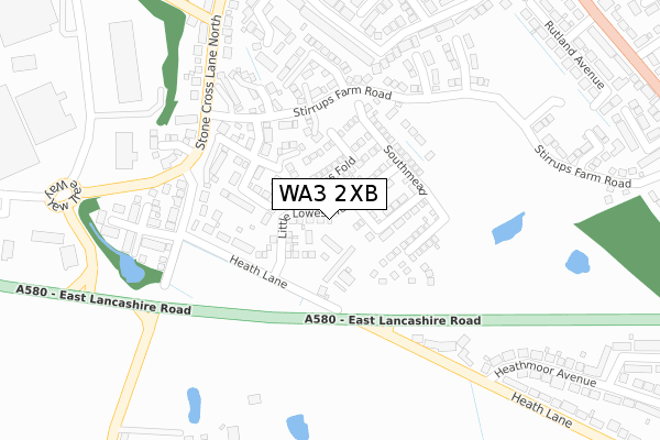 WA3 2XB map - large scale - OS Open Zoomstack (Ordnance Survey)