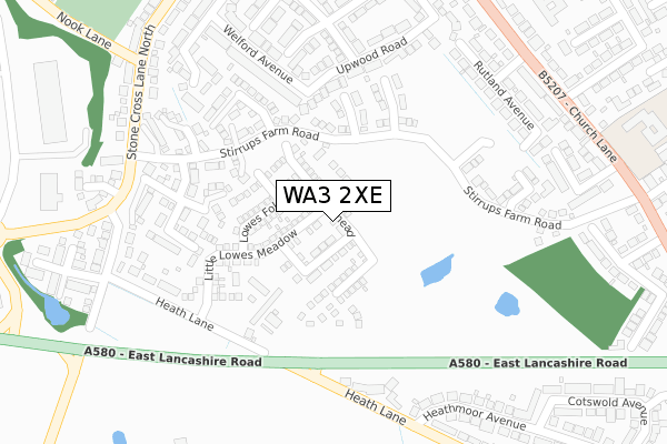 WA3 2XE map - large scale - OS Open Zoomstack (Ordnance Survey)