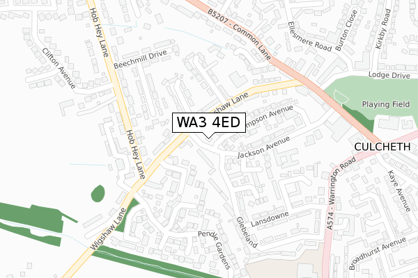 WA3 4ED map - large scale - OS Open Zoomstack (Ordnance Survey)