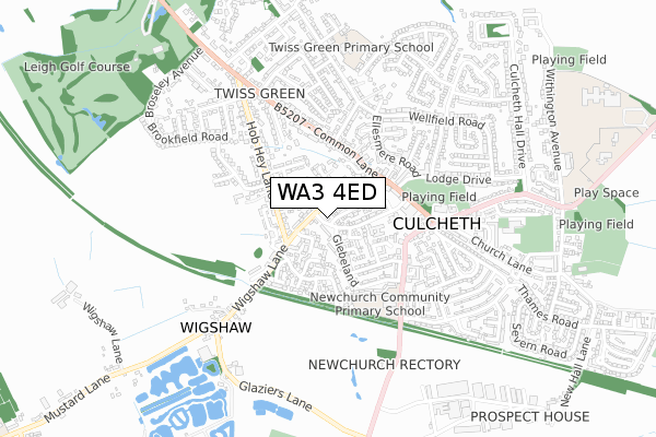 WA3 4ED map - small scale - OS Open Zoomstack (Ordnance Survey)