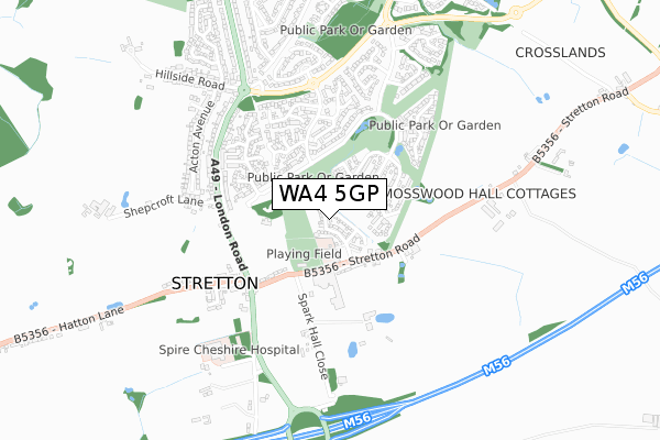 WA4 5GP map - small scale - OS Open Zoomstack (Ordnance Survey)