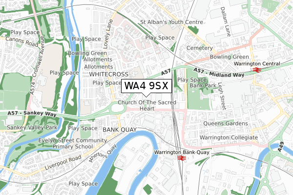 WA4 9SX map - small scale - OS Open Zoomstack (Ordnance Survey)