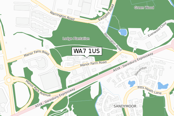 WA7 1US map - large scale - OS Open Zoomstack (Ordnance Survey)