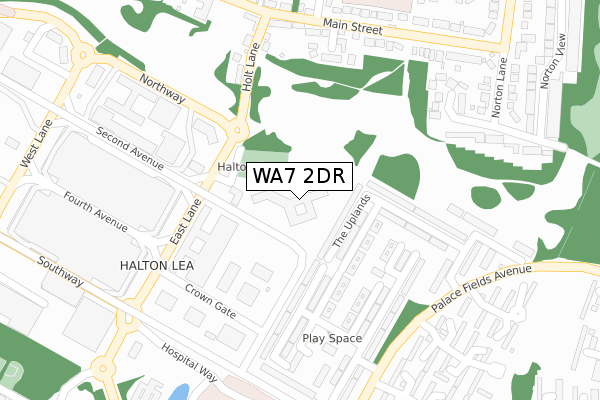 WA7 2DR map - large scale - OS Open Zoomstack (Ordnance Survey)