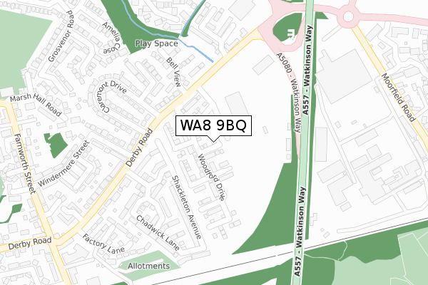 WA8 9BQ map - large scale - OS Open Zoomstack (Ordnance Survey)