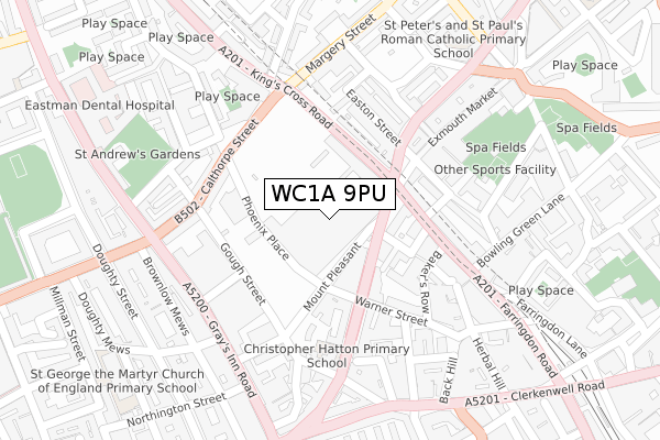 WC1A 9PU map - large scale - OS Open Zoomstack (Ordnance Survey)