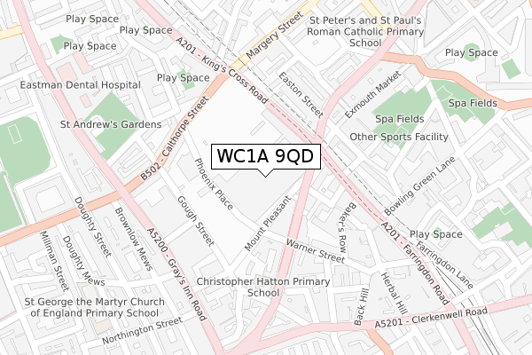 WC1A 9QD map - large scale - OS Open Zoomstack (Ordnance Survey)