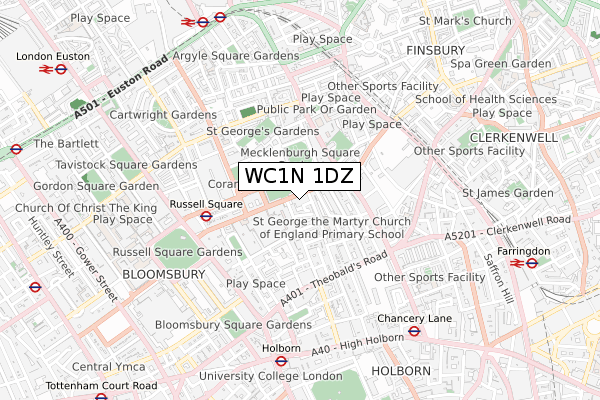 WC1N 1DZ map - small scale - OS Open Zoomstack (Ordnance Survey)