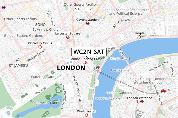 WC2N 6AT map - small scale - OS Open Zoomstack (Ordnance Survey)