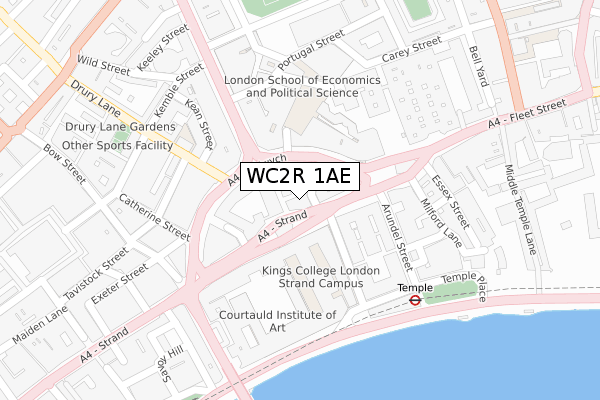 WC2R 1AE map - large scale - OS Open Zoomstack (Ordnance Survey)