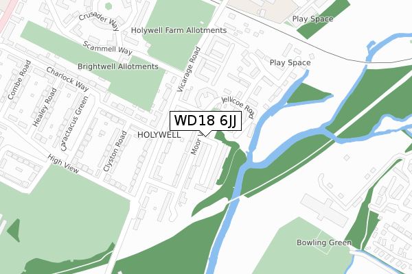 WD18 6JJ map - large scale - OS Open Zoomstack (Ordnance Survey)