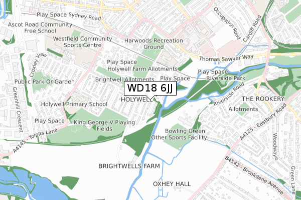 WD18 6JJ map - small scale - OS Open Zoomstack (Ordnance Survey)