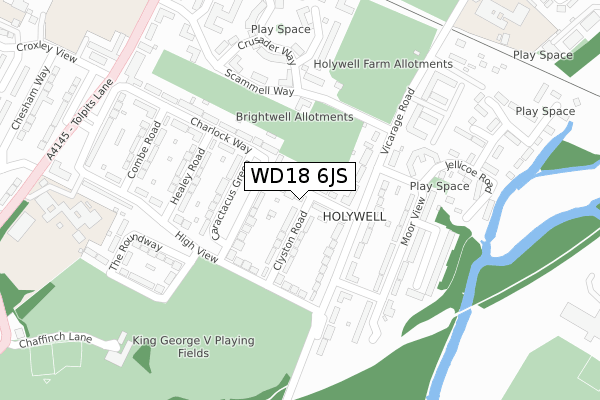 WD18 6JS map - large scale - OS Open Zoomstack (Ordnance Survey)