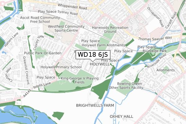 WD18 6JS map - small scale - OS Open Zoomstack (Ordnance Survey)