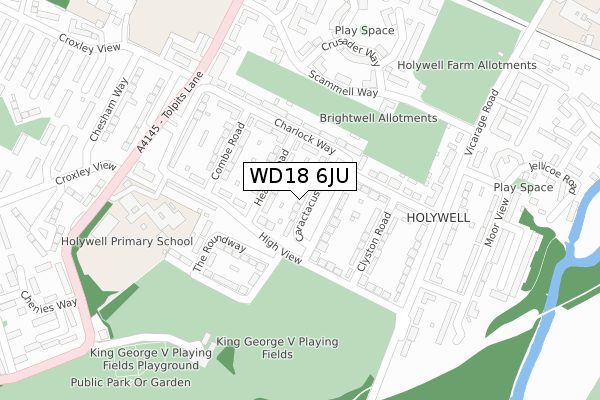 WD18 6JU map - large scale - OS Open Zoomstack (Ordnance Survey)