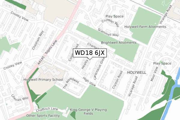 WD18 6JX map - large scale - OS Open Zoomstack (Ordnance Survey)