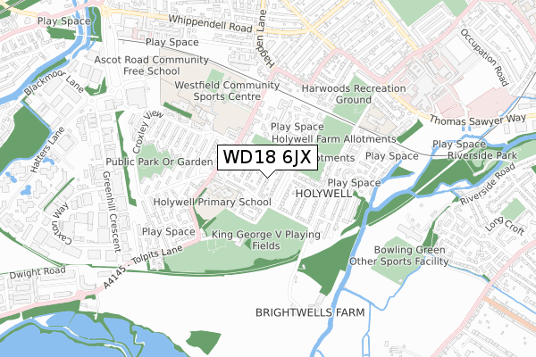 WD18 6JX map - small scale - OS Open Zoomstack (Ordnance Survey)