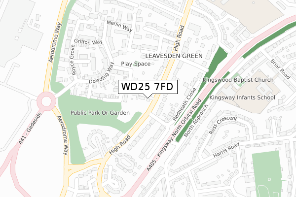 WD25 7FD map - large scale - OS Open Zoomstack (Ordnance Survey)