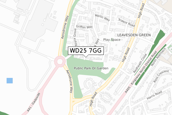 WD25 7GG map - large scale - OS Open Zoomstack (Ordnance Survey)