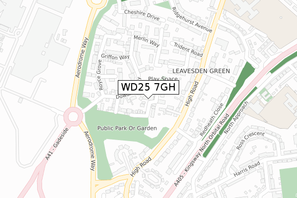 WD25 7GH map - large scale - OS Open Zoomstack (Ordnance Survey)