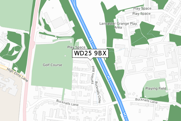 WD25 9BX map - large scale - OS Open Zoomstack (Ordnance Survey)