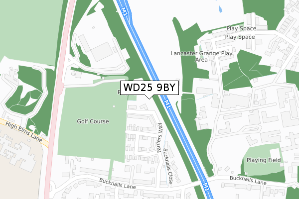 WD25 9BY map - large scale - OS Open Zoomstack (Ordnance Survey)