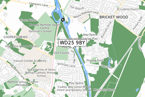 WD25 9BY map - small scale - OS Open Zoomstack (Ordnance Survey)