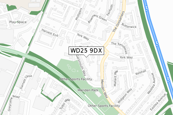 WD25 9DX map - large scale - OS Open Zoomstack (Ordnance Survey)