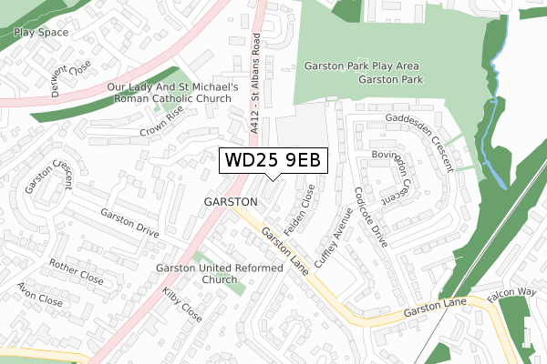 WD25 9EB map - large scale - OS Open Zoomstack (Ordnance Survey)