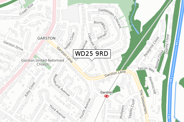 WD25 9RD map - large scale - OS Open Zoomstack (Ordnance Survey)