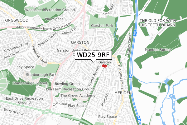 WD25 9RF map - small scale - OS Open Zoomstack (Ordnance Survey)