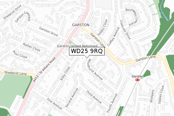 WD25 9RQ map - large scale - OS Open Zoomstack (Ordnance Survey)