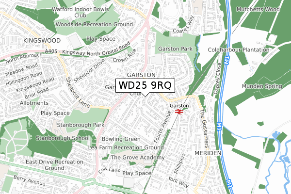 WD25 9RQ map - small scale - OS Open Zoomstack (Ordnance Survey)