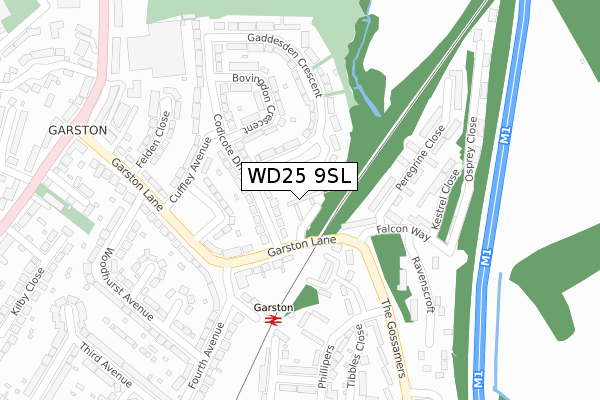 WD25 9SL map - large scale - OS Open Zoomstack (Ordnance Survey)