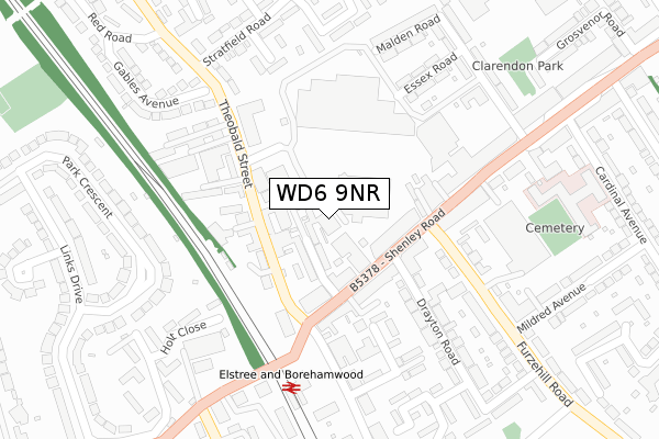 WD6 9NR map - large scale - OS Open Zoomstack (Ordnance Survey)