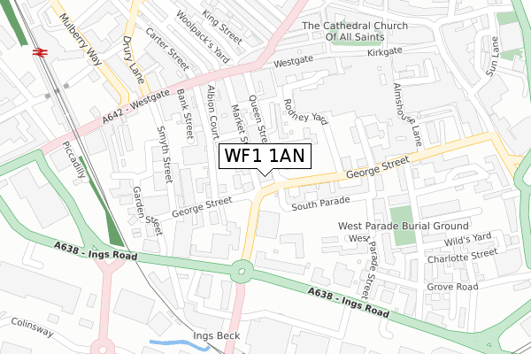 WF1 1AN map - large scale - OS Open Zoomstack (Ordnance Survey)