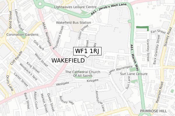 WF1 1RJ map - large scale - OS Open Zoomstack (Ordnance Survey)