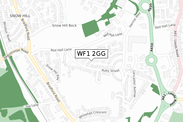 WF1 2GG map - large scale - OS Open Zoomstack (Ordnance Survey)