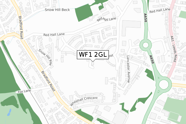 WF1 2GL map - large scale - OS Open Zoomstack (Ordnance Survey)