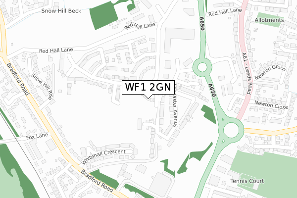 WF1 2GN map - large scale - OS Open Zoomstack (Ordnance Survey)