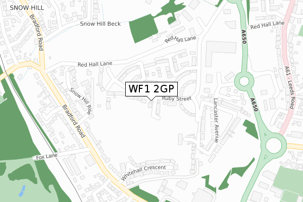 WF1 2GP map - large scale - OS Open Zoomstack (Ordnance Survey)