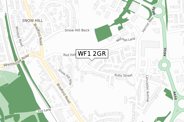 WF1 2GR map - large scale - OS Open Zoomstack (Ordnance Survey)