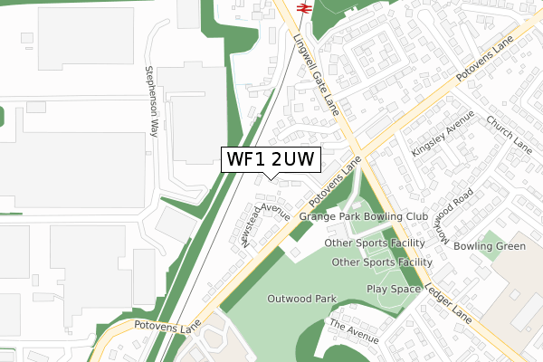 WF1 2UW map - large scale - OS Open Zoomstack (Ordnance Survey)