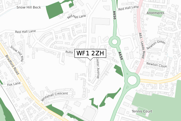 WF1 2ZH map - large scale - OS Open Zoomstack (Ordnance Survey)