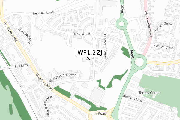 WF1 2ZJ map - large scale - OS Open Zoomstack (Ordnance Survey)